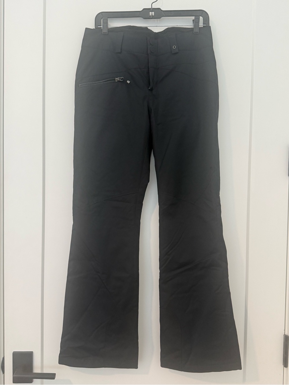 Obermeyer Black Boot-Cut Ski Pants with Zip Thigh Pocket